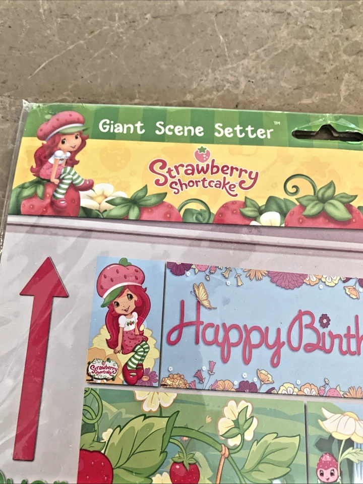 Escena Setter Banner Fresa Pastel Cumpleaños Fiesta Decoración Pared 5 Piezas 6' Foto 2 de 4