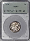 1936 Buffalo Nickel 5c PCGS MS65 (OGH Rattler)