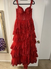 Sherri Hill Sequin Ruffle A-line Dress Women's Size 12