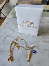 Arms of Eve Sirena Charm Necklace. 14k gold plated Fish evil eye pearl - In box