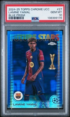 2024-25 TOPPS CHROME UEFA CLUB COMPETITIONS #27 LAMINE YAMAL 102/150 PSA 10