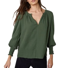 Velvet by Graham + Spenser Cotton Gauze Blouse Dillweed. Green NWT (XS) X-Small