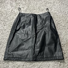 Black Leather Skirt Soft Maxima by Wilson Leather Size 8 Y2k 90s 28  Waist