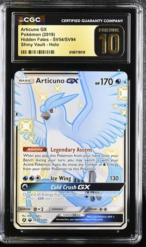 Pokemon Articuno Gx Hidden Fates Full Art SV54/SV94 Shiny Vault CGC 10 Pristine