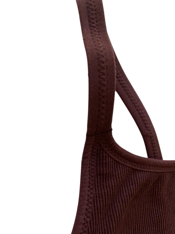 Vuori Helix Ribbed Sports Bra SMALL 12" Band Raisin Burgundy Gym Yoga Work Out - Image 4 of 4
