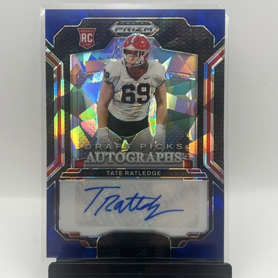 #ad Tate Ratledge 2025 Prizm Draft Picks Auto Blue Cracked Ice 149 Lions Georgia $10.00