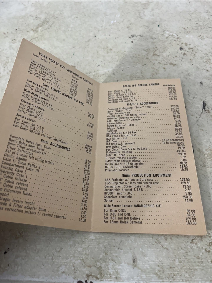原装老式 BOLEX 价格表电影相机 — 第 2/4 张图片