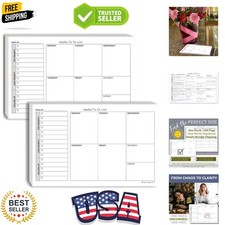 Weekly TO DO List Notepads 2 Pack, 50 Pages Each Task Pad Planner w/ Daily Ch...