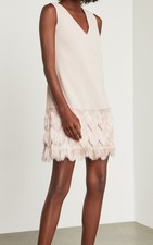 298 BCBG MAX AZRIA Designer Bare Pink Addilyn Fringe Short Cocktail Dress US 2