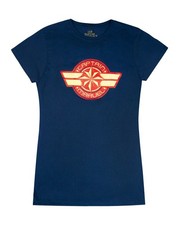 Image of Marvel Blue Captain Marvel Short Sleeved T-Shirt Womens