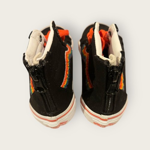 Vans Sk8-Hi Zip Kids Shoes Canvas Chenille Rainbow Black Multi Size 11 - Picture 9 of 10