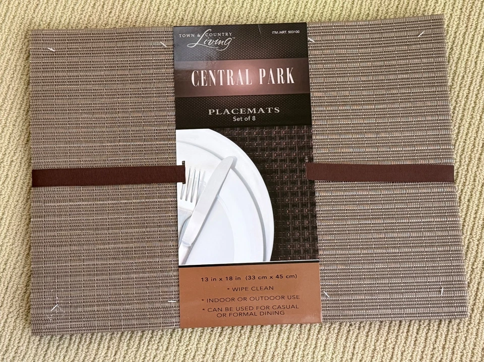 Town & Country Living TISCHSETS 8er Set NEU Indoor Outdoor rechteckig DUNKELBRAUN