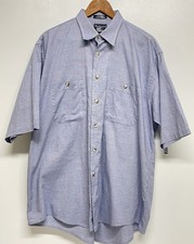 VTG Burberry Shirt Men's L Blue Micro Check Short Sleeve Cotton 90's Made in USA