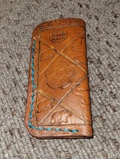 Leather EDC pocket knife slip pouch case sheath fits 3-5 inch folding knives