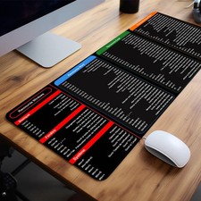 French Excel Shortcuts Pattern Large Mouse Pad Office Desk Mat Computer Keyboard