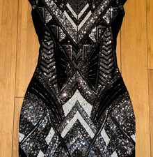 Express Sequin Art Deco Bodycon Mini Dress