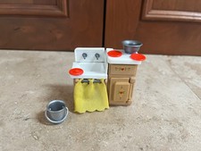 Vintage Dollhouse Mattel Kitchen Sink Countertop  Oven Die-Cast w/ accessories 