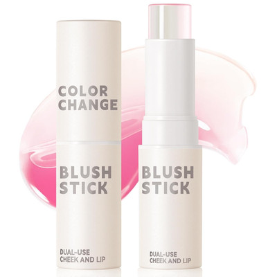 Color Changing Blush Stick for Cheeks Makeup,Clear Blush PH Temperature Changing