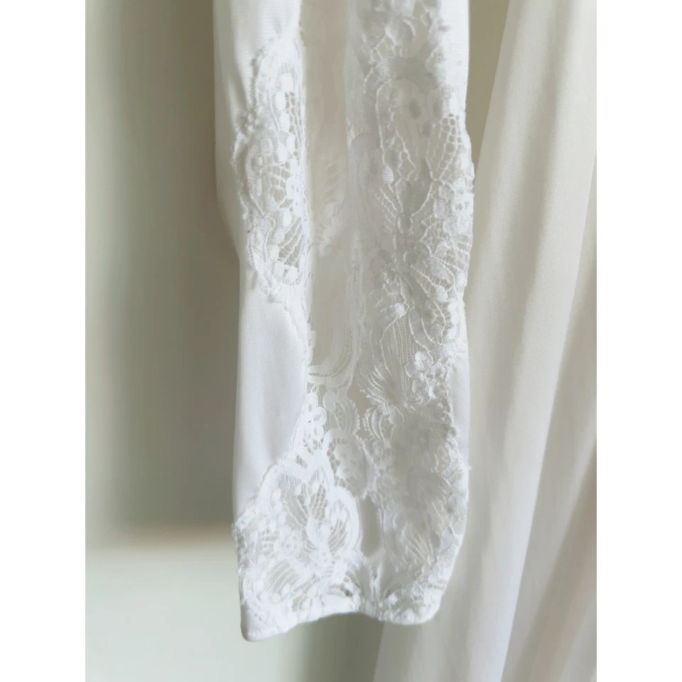 Bata de encaje blanca vintage Lily of France talla mediana etérea ropa de salón lencería Foto 4 de 4