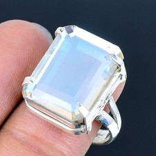 Mystic Glass Handmade 925 Sterling Silver Jewelry Ring US Size 10