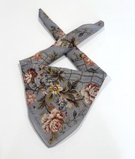 WOMEN HANDKERCHIEF RALPH LAUREN FLORAL Gray Pink COTTON POCKET SQUARE 18  