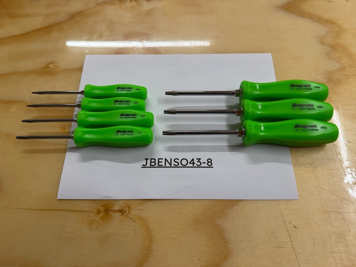 Snap-on Tools USA NEW 7pc GREEN Hard Grip Torx Screwdriver Set