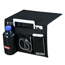 Bedside Caddy, 4 Pockets Bedside Organizer Caddy Under Classic 4 Pockets-Black
