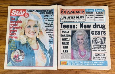 DOLLY PARTON LOT 2 1977 NEWSPAPERS THE STAR NEWSPAPER NATIONAL EXAMINER June 21