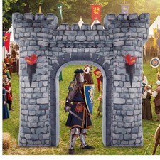 Preboun 8ft Inflatable Medieval Castle Archway with Light for Knight Party