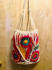 Embroidered Woven Wool Tote Bag made in Oaxaca