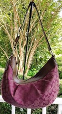 Coach LARGE F13741 Vintage Y2K Soho Hobo Shoulder Bag Purple Signature C Canvas