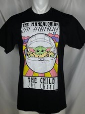 Baby Yoda The Child Grogu Star Wars Mandalorian Black T-Shirt Men's MEDIUM