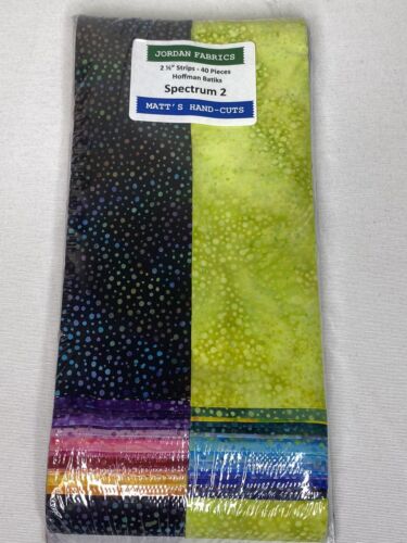Jordan Fabrics Hoffman Batik Spectrum 2 Hand Cut 2 1/2" Fabric Strips~40pcs NIP
