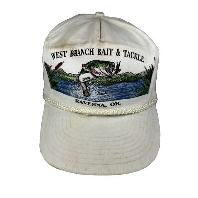 Vintage West Branch Bait Tackle Snapback Hat, Bass Fishing Cap