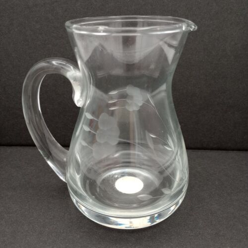 Princess House Heritage Small 4.25 Inch Pitcher Ice Lip Etched Curved Handle - Picture 1 of 8