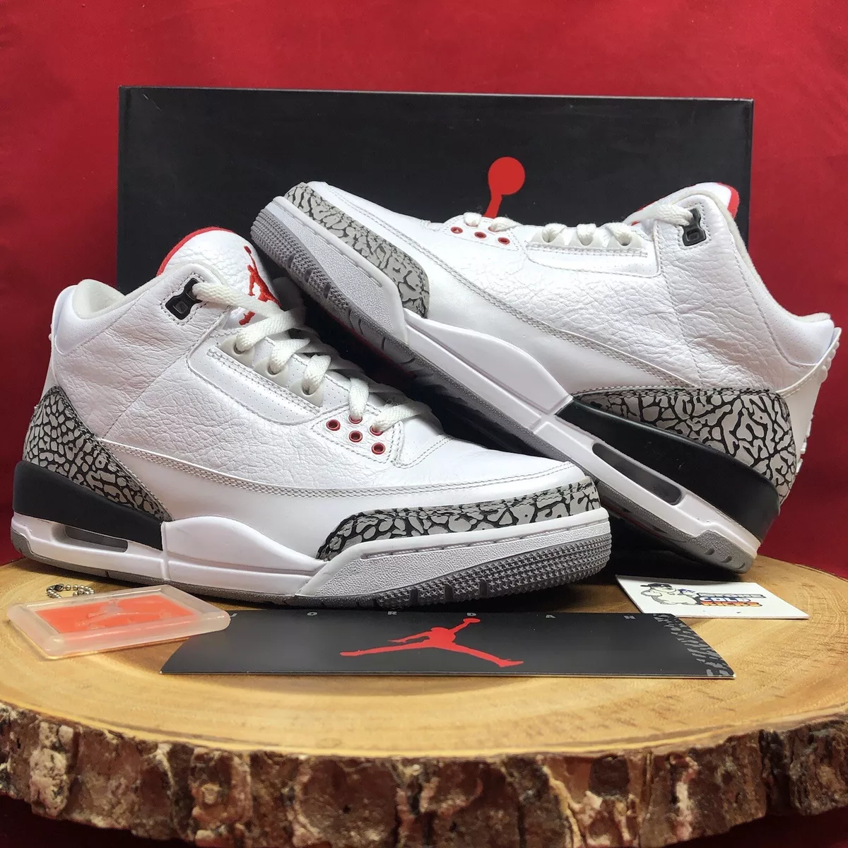 Nike Air Jordan 3 Retro White Cement Size 9 Black DB Tinker JTH