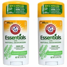 2 Pack Arm & Hammer Essentials Fresh Natural Deodorant Rosemary Lavender 2.5 oz