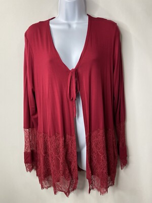 Logo By Lori Goldstein Womens Tie Front Cardigan Size Medium Christmas Holidays