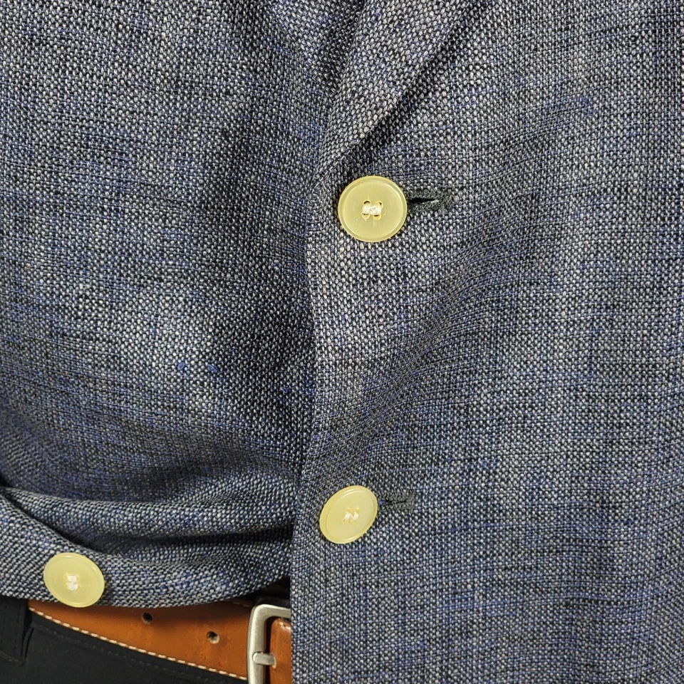 Abrigo Blazer Deportivo Para Hombre Boston Traders Dos Botones Azul Gris 100% SEDA Talla 46R De Colección Foto 3 de 4