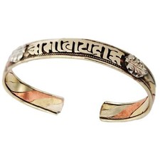 Traditional Nepalese Healing Mantra Cuff Bracelet Mixed Metal Copper Fair Trade