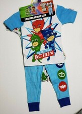 New Boys PJ Masks 2 Cotton Pajama Sets Sleepwear Ready for Action Blue 24M
