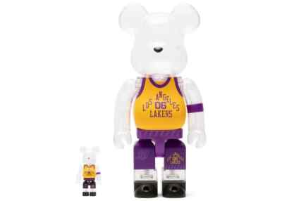 Respect Los Angeles Lakers 100% & 400% set by Bearbrick x Bodega x