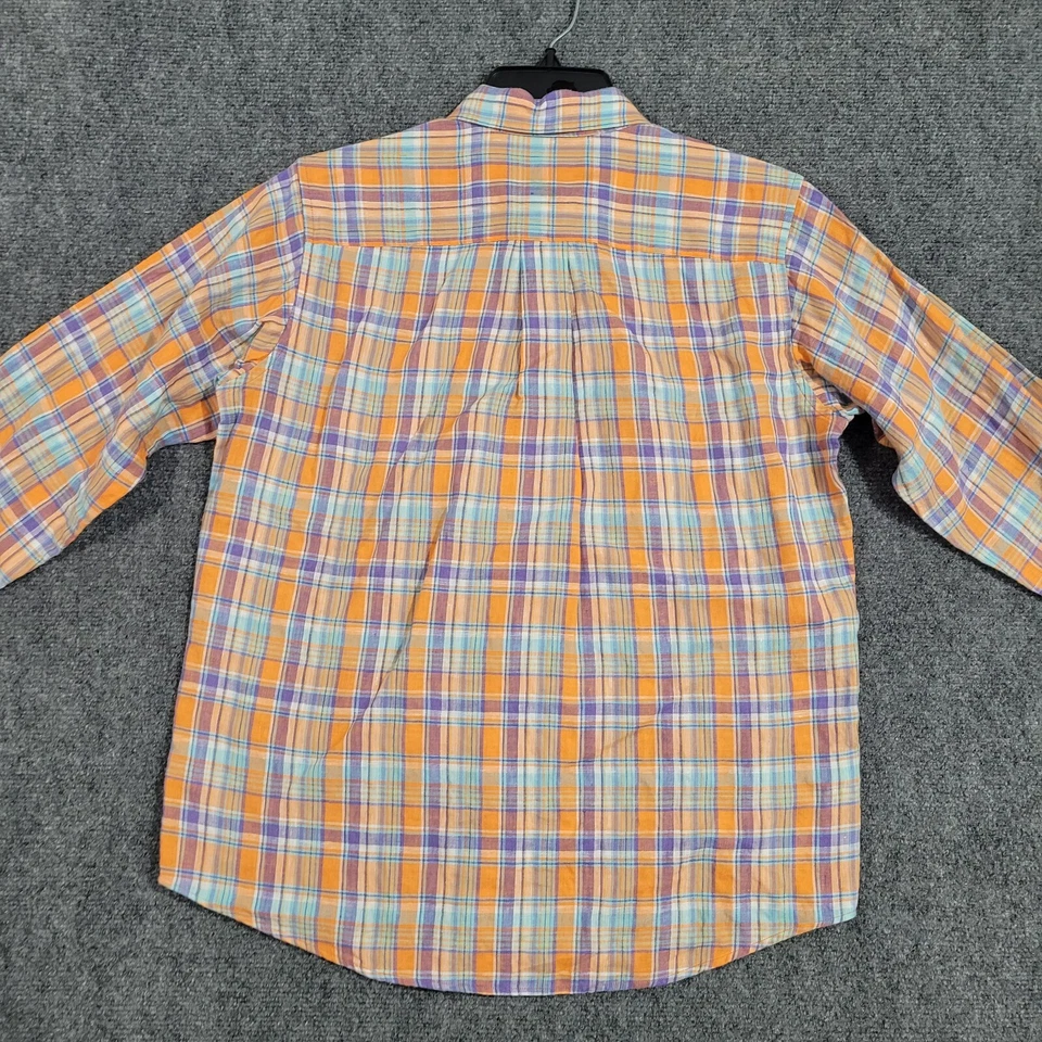Camisa polar roja Brooks Brothers juvenil grande naranja a cuadros 100 % lino Foto 2 de 4