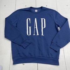 Gap Blue Logo Long Sleeve Crewneck Pullover Sweatshirt Mens Size Large