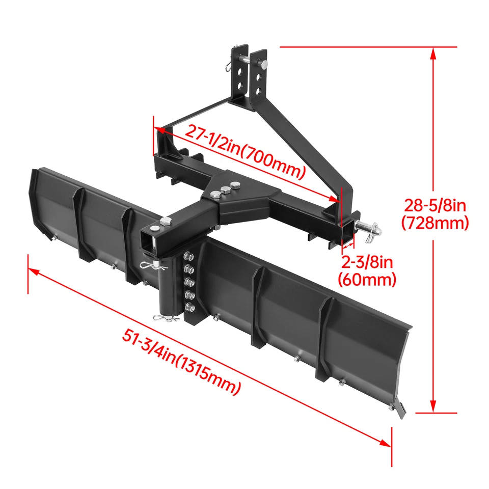 Lâmina raspadora de aço 52" para tratores categoria 0 e 1 classificação traseira de 3 pontos - Imagem 2 de 4