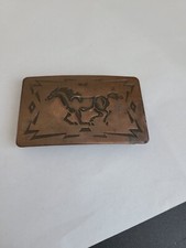 Vtg BELT BUCKLE METAL HORSE STALLION WESTERN, Made in USA by Chambers Belt Co