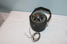 VINTAGE METAL AIRGUIDE CHICAGO USA BOAT COMPASS w/ RACK