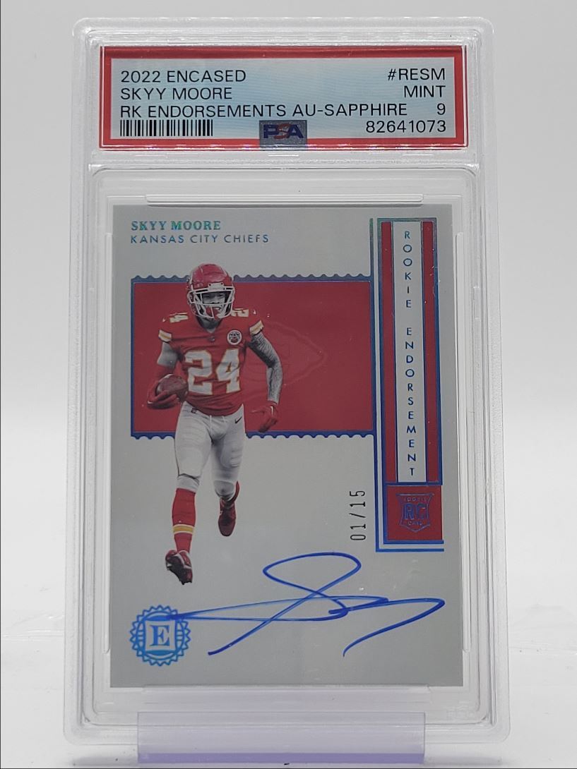 Skyy Moore Panini Encased Rookie Endorsements Autographs #RESM Sapphire