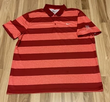 Men’s Nike Golf TPC Scottsdale Red Striped Dri Fit Polo Collared Shirt XL