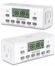 [2 Pack] Digital Timer For Lamp With Dual Outlets, Programmable Timer In Door